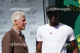Bill Clinton (USA) Former US President and Usain Bolt (JAM) Athlete. 22.10.2017. Formula 1 World Championship, Rd 17, United States Grand Prix, Austin, Texas, USA, Race Day.