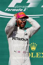 Race winner Lewis Hamilton (GBR) Mercedes AMG F1 celebrates on the podium. 22.10.2017. Formula 1 World Championship, Rd 17, United States Grand Prix, Austin, Texas, USA, Race Day.