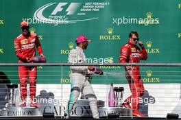 The podium (L to R): Sebastian Vettel (GER) Ferrari, second; Lewis Hamilton (GBR) Mercedes AMG F1, race winner; Kimi Raikkonen (FIN) Ferrari, third. 22.10.2017. Formula 1 World Championship, Rd 17, United States Grand Prix, Austin, Texas, USA, Race Day.