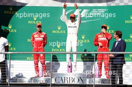 1st place Lewis Hamilton (GBR) Mercedes AMG F1 W08 with 2nd place Sebastian Vettel (GER) Ferrari SF70H and 3rd place Kimi Raikkonen (FIN) Ferrari. 22.10.2017. Formula 1 World Championship, Rd 17, United States Grand Prix, Austin, Texas, USA, Race Day.