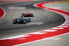 Kimi Raikkonen (FIN) Ferrari SF70H leads Lewis Hamilton (GBR) Mercedes AMG F1 W08. 21.10.2017. Formula 1 World Championship, Rd 17, United States Grand Prix, Austin, Texas, USA, Qualifying Day.