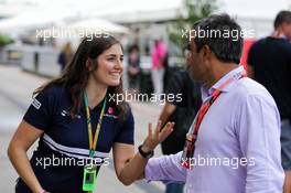 (L to R): Tatiana Calderon (COL) Sauber F1 Team Development Driver with Juan Pablo Montoya (COL). 21.10.2017. Formula 1 World Championship, Rd 17, United States Grand Prix, Austin, Texas, USA, Qualifying Day.