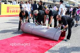 The red carpet is rolled away. 22.10.2017. Formula 1 World Championship, Rd 17, United States Grand Prix, Austin, Texas, USA, Race Day.