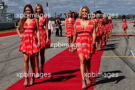Grid girls. 22.10.2017. Formula 1 World Championship, Rd 17, United States Grand Prix, Austin, Texas, USA, Race Day.
