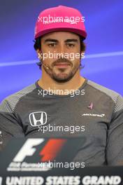 Fernando Alonso (ESP) McLaren F1  19.10.2017. Formula 1 World Championship, Rd 17, United States Grand Prix, Austin, Texas, USA, Preparation Day.