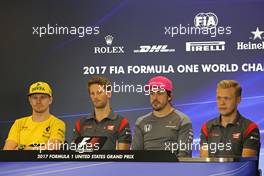 Nico Hulkenberg (GER) Renault Sport F1 Team, Romain Grosjean (FRA) Haas F1 Team, Fernando Alonso (ESP) McLaren F1 and Kevin Magnussen (DEN) Haas F1 Team  19.10.2017. Formula 1 World Championship, Rd 17, United States Grand Prix, Austin, Texas, USA, Preparation Day.