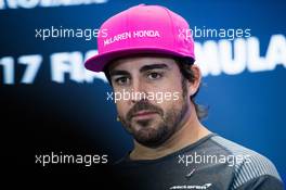 Fernando Alonso (ESP) McLaren in the FIA Press Conference. 19.10.2017. Formula 1 World Championship, Rd 17, United States Grand Prix, Austin, Texas, USA, Preparation Day.