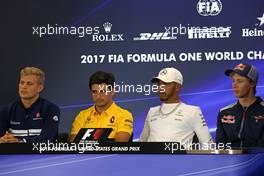 Marcus Ericsson (SWE) Sauber F1 Team, Carlos Sainz Jr (ESP) Renault F1 Team, Lewis Hamilton (GBR) Mercedes AMG F1 Brendon Hartley (NZ), Scuderia Toro Rosso and 19.10.2017. Formula 1 World Championship, Rd 17, United States Grand Prix, Austin, Texas, USA, Preparation Day.