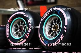 Pink striped Pirelli tyres. 19.10.2017. Formula 1 World Championship, Rd 17, United States Grand Prix, Austin, Texas, USA, Preparation Day.