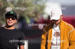 Lewis Hamilton (GBR) Mercedes AMG F1 (Right) with his brother Nicolas Hamilton (GBR). 19.10.2017. Formula 1 World Championship, Rd 17, United States Grand Prix, Austin, Texas, USA, Preparation Day.
