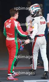 Race 2,  Charles Leclerc (MON) PREMA Racing race winner and 2nd place Alexander Albon (THA) ART Grand Prix 26.11.2017. Formula 2 Championship, Rd 10, Yas Marina Circuit, Abu Dhabi, UAE, Sunday.