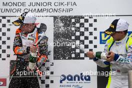 Dexter Patterson (GBR) World Junior Champion and Harry Thompson (GBR) 24.09.2017. CIK-FIA World Junior Champs, PFI Karting, Grantham, UK