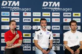 Pressekonferenz mit Robin Frijns (NL) (Audi Sport Team Abt - Audi RS5 DTM), Philipp Eng (AUT) (BMW Team RBM - BMW M4 DTM)  und Daniel Juncadella (ESP) (HWA AG - Mercedes-AMG C 63 DTM)  v.li. 04.05.2018, DTM Round 1, Hockenheimring, Germany, Friday.