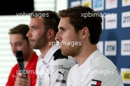 Pressekonferenz mit Robin Frijns (NL) (Audi Sport Team Abt - Audi RS5 DTM), Philipp Eng (AUT) (BMW Team RBM - BMW M4 DTM)  und Daniel Juncadella (ESP) (HWA AG - Mercedes-AMG C 63 DTM)  v.l. 04.05.2018, DTM Round 1, Hockenheimring, Germany, Friday.