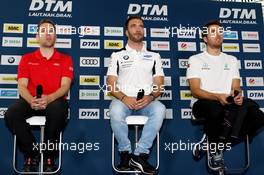 Pressekonferenz mit Robin Frijns (NL) (Audi Sport Team Abt - Audi RS5 DTM), Philipp Eng (AUT) (BMW Team RBM - BMW M4 DTM)  und Daniel Juncadella (ESP) (HWA AG - Mercedes-AMG C 63 DTM)  v.li. 04.05.2018, DTM Round 1, Hockenheimring, Germany, Friday.