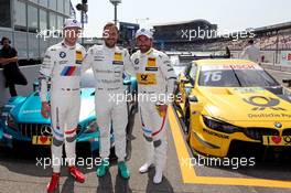 Marco Wittmann (GER) (BMW Team RMG - BMW M4 DTM) , Gary Paffett (GBR) (HWA AG - Mercedes-AMG C 63 DTM)  und Timo Glock (GER) (BMW Team RMG - BMW M4 DTM) v.li. 05.05.2018, DTM Round 1, Hockenheimring, Germany, Friday.