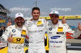 Timo Glock (GER) (BMW Team RMG - BMW M4 DTM) , Edoardo Mortara (ITA) (HWA AG - Mercedes-AMG C 63 DTM) und Philipp Eng (AUT) (BMW Team RBM - BMW M4 DTM) 19.05.2018, DTM Round 2, Lausitzring, Germany, Friday.