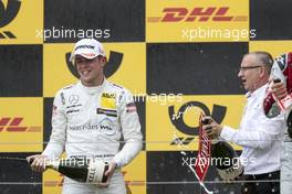 Podium: Race winner Paul Di Resta (GBR) Mercedes-AMG Team HWA, Mercedes-AMG C63 DTM celebrates with the champagne. 02.06.2018, DTM Round 3, Hungaroring, Hungary, Saturday.