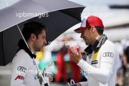 Robin Frijns (NED) Audi Sport Team Abt Sportsline, Audi RS5 DTM and Loic Duval (FRA) Audi Sport Team Phoenix, Audi RS 5 DTM. 03.06.2018, DTM Round 3, Hungaroring, Hungary, Sunday.