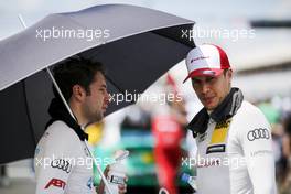 Robin Frijns (NED) Audi Sport Team Abt Sportsline, Audi RS5 DTM and Loic Duval (FRA) Audi Sport Team Phoenix, Audi RS 5 DTM. 03.06.2018, DTM Round 3, Hungaroring, Hungary, Sunday.