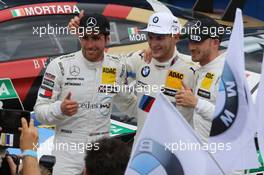 Marco Wittmann (GER) (BMW Team RMG - BMW M4 DTM) ,  Edoardo Mortara (ITA) (HWA AG - Mercedes-AMG C 63 DTM) und Daniel Juncadella (ESP) (HWA AG - Mercedes-AMG C 63 DTM).  24.06.2018, DTM Round 4, Norisring, Germany, Sunday.