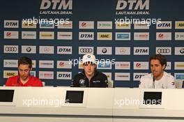 Pressekonferenz mit Robin Frijns (NL) (Audi Sport Team Abt - Audi RS5 DTM) , Joel Eriksson (SWE) (BMW Team RBM - BMW M4 DTM)  und Daniel Juncadella (ESP) (HWA AG - Mercedes-AMG C 63 DTM)  07.09.2018, DTM Round 8, Nürburgring, Germany, Friday.