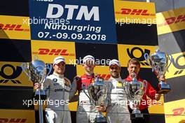 Podium mit Bruno Spengler (CDN) (BMW Team RBM - BMW M4 DTM) , Rene Rast (GER) (Audi Sport Team Rosberg - Audi RS5 DTM)  und Gary Paffett (GBR) (HWA AG - Mercedes-AMG C 63 DTM)   08.09.2018, DTM Round 8, Nürburgring, Germany, Saturday.