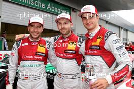 Mike Rockenfeller (GER) (Audi Sport Team Phoenix - Audi RS5 DTM) , Rene Rast (GER) (Audi Sport Team Rosberg - Audi RS5 DTM)  und Nico Müller (SUI) (Audi Sport Team Abt - Audi RS5 DTM)  22.09.2018, DTM Round 9, Spielberg, Austria, Saturday.