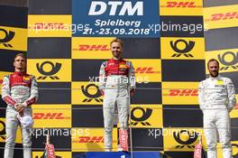 Podium mit Nico Müller (SUI) (Audi Sport Team Abt - Audi RS5 DTM) , Rene Rast (GER) (Audi Sport Team Rosberg - Audi RS5 DTM)  und Gary Paffett (GBR) (HWA AG - Mercedes-AMG C 63 DTM)   23.09.2018, DTM Round 9, Spielberg, Austria, Sunday.
