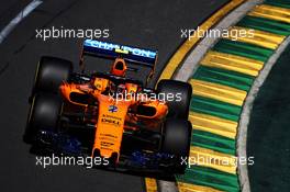 Stoffel Vandoorne (BEL) McLaren MCL33. 23.03.2018. Formula 1 World Championship, Rd 1, Australian Grand Prix, Albert Park, Melbourne, Australia, Practice Day.