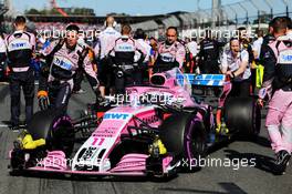 Sergio Perez (MEX) Sahara Force India F1 VJM11 on the grid. 25.03.2018. Formula 1 World Championship, Rd 1, Australian Grand Prix, Albert Park, Melbourne, Australia, Race Day.