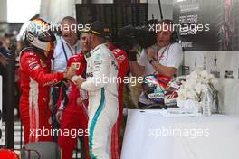 Sebastian Vettel (GER) Scuderia Ferrari and Lewis Hamilton (GBR) Mercedes AMG F1   25.03.2018. Formula 1 World Championship, Rd 1, Australian Grand Prix, Albert Park, Melbourne, Australia, Race Day.