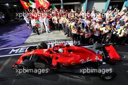 Race winner Sebastian Vettel (GER) Ferrari SF71H enters parc ferme. 25.03.2018. Formula 1 World Championship, Rd 1, Australian Grand Prix, Albert Park, Melbourne, Australia, Race Day.