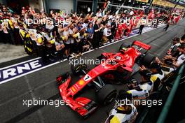 Third placed Kimi Raikkonen (FIN) Ferrari SF71H enters parc ferme. 25.03.2018. Formula 1 World Championship, Rd 1, Australian Grand Prix, Albert Park, Melbourne, Australia, Race Day.