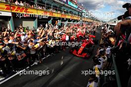 Race winner Sebastian Vettel (GER) Ferrari SF71H celebrates with Maurizio Arrivabene (ITA) Ferrari Team Principal as he enters parc ferme. 25.03.2018. Formula 1 World Championship, Rd 1, Australian Grand Prix, Albert Park, Melbourne, Australia, Race Day.