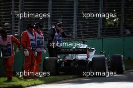The Haas VF-18 of race retiree Romain Grosjean (FRA) Haas F1 Team. 25.03.2018. Formula 1 World Championship, Rd 1, Australian Grand Prix, Albert Park, Melbourne, Australia, Race Day.