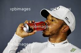 Lewis Hamilton (GBR) Mercedes AMG F1 in the post qualifying FIA Press Conference. 24.03.2018. Formula 1 World Championship, Rd 1, Australian Grand Prix, Albert Park, Melbourne, Australia, Qualifying Day.