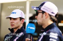 (L to R): Esteban Ocon (FRA) Sahara Force India F1 Team with Sergio Perez (MEX) Sahara Force India F1. 22.03.2018. Formula 1 World Championship, Rd 1, Australian Grand Prix, Albert Park, Melbourne, Australia, Preparation Day.