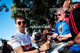 Charles Leclerc (MON) Sauber F1 Team signs autographs for the fans. 22.03.2018. Formula 1 World Championship, Rd 1, Australian Grand Prix, Albert Park, Melbourne, Australia, Preparation Day.