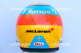 The helmet of Fernando Alonso (ESP) McLaren. 22.03.2018. Formula 1 World Championship, Rd 1, Australian Grand Prix, Albert Park, Melbourne, Australia, Preparation Day.