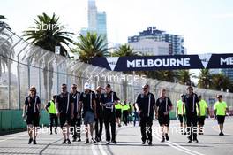 Esteban Ocon (FRA) Sahara Force India F1 Team walks the circuit with the team. 21.03.2018. Formula 1 World Championship, Rd 1, Australian Grand Prix, Albert Park, Melbourne, Australia, Preparation Day.