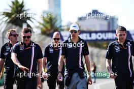 Esteban Ocon (FRA) Sahara Force India F1 Team walks the circuit with the team. 21.03.2018. Formula 1 World Championship, Rd 1, Australian Grand Prix, Albert Park, Melbourne, Australia, Preparation Day.