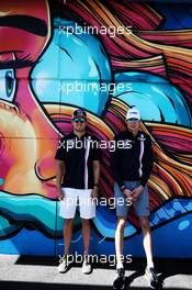 (L to R): Esteban Ocon (FRA) Sahara Force India F1 Team and Sergio Perez (MEX) Sahara Force India F1.  21.03.2018. Formula 1 World Championship, Rd 1, Australian Grand Prix, Albert Park, Melbourne, Australia, Preparation Day.