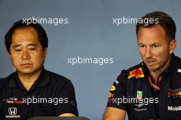 (L to R): Toyoharu Tanabe (JPN) Honda F1 Technical Director and Christian Horner (GBR) Red Bull Racing Team Principal in the FIA Press Conference. 29.06.2018. Formula 1 World Championship, Rd 9, Austrian Grand Prix, Spielberg, Austria, Practice Day.