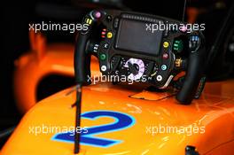 Stoffel Vandoorne (BEL) McLaren MCL33 - steering wheel. 29.06.2018. Formula 1 World Championship, Rd 9, Austrian Grand Prix, Spielberg, Austria, Practice Day.
