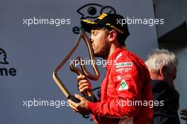 Sebastian Vettel (GER) Ferrari celebrates his third position on the podium. 01.07.2018. Formula 1 World Championship, Rd 9, Austrian Grand Prix, Spielberg, Austria, Race Day.