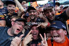 Red Bull Racing fans celebrate victory for Max Verstappen (NLD) Red Bull Racing. 01.07.2018. Formula 1 World Championship, Rd 9, Austrian Grand Prix, Spielberg, Austria, Race Day.