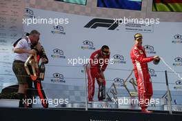1st place Max Verstappen (NLD) Red Bull Racing RB14 with 2nd place Kimi Raikkonen (FIN) Ferrari SF71H and Sebastian Vettel (GER) Ferrari SF71H. 01.07.2018. Formula 1 World Championship, Rd 9, Austrian Grand Prix, Spielberg, Austria, Race Day.