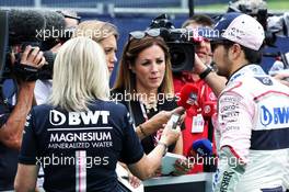 Sergio Perez (MEX) Sahara Force India F1 with the media. 30.06.2018. Formula 1 World Championship, Rd 9, Austrian Grand Prix, Spielberg, Austria, Qualifying Day.