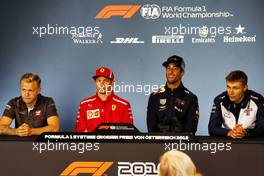 The FIA Press Conference (L to R): Kevin Magnussen (DEN) Haas F1 Team; Kimi Raikkonen (FIN) Ferrari; Daniel Ricciardo (AUS) Red Bull Racing; Sergey Sirotkin (RUS) Williams. 28.06.2018. Formula 1 World Championship, Rd 9, Austrian Grand Prix, Spielberg, Austria, Preparation Day.